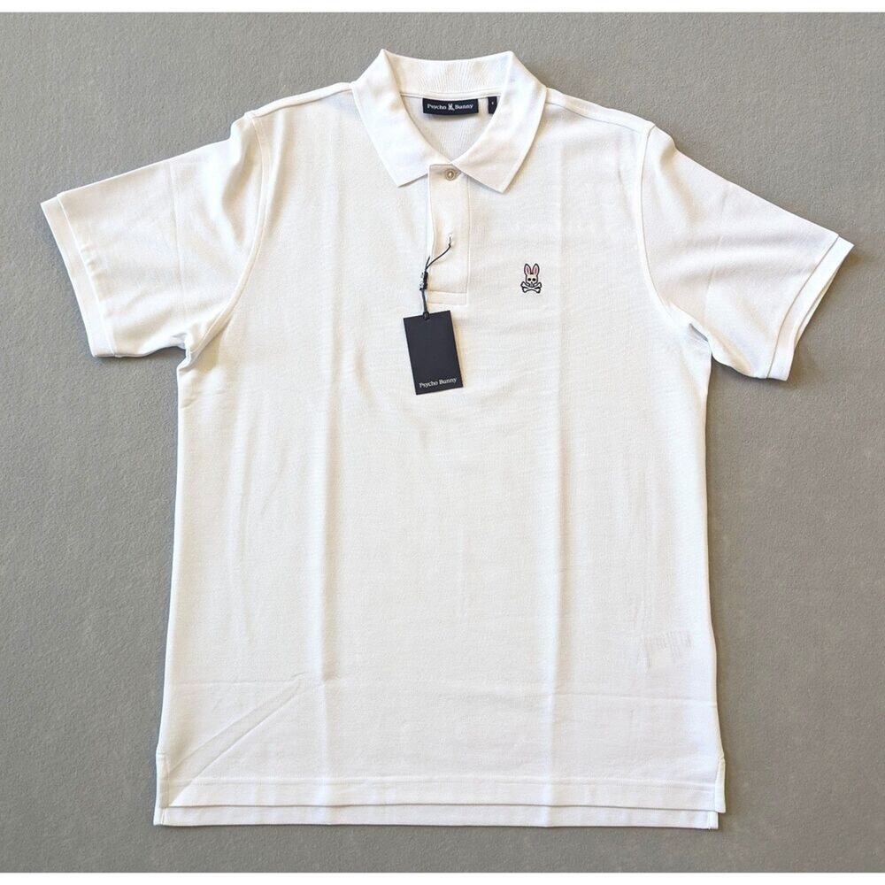 NWT Psycho Bunny Men's Classic Pique Polo Shirt White Size 6/L
